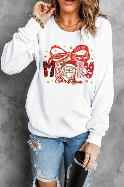 Women's Cozy White Christmas Graphic Sweatshirt - Cute and Festive Holiday Apparel for a Comfortable Winter Look