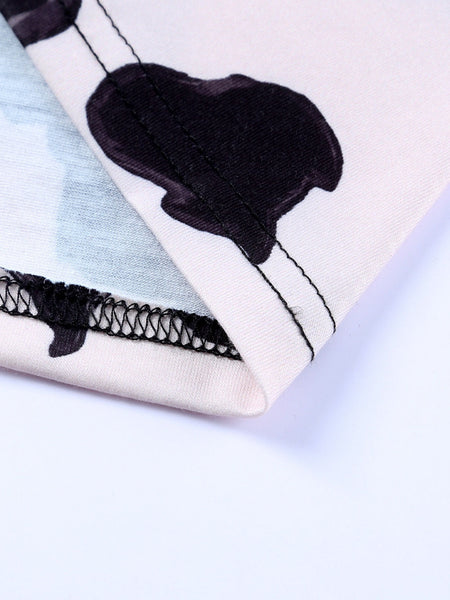 Cow Print Western Style Patchwork Cardigan
