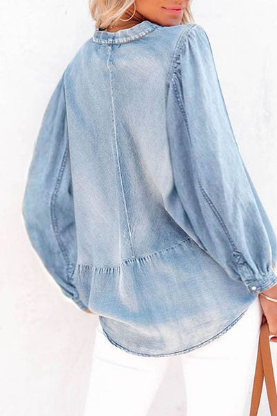 Stylish Single-Breasted Blouses with Ruffled Lapel