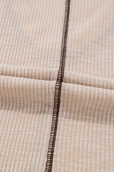 Women's High-Low Loose Top in Parchment with Crochet Detail and Exposed Seams for Effortless Style and Comfort