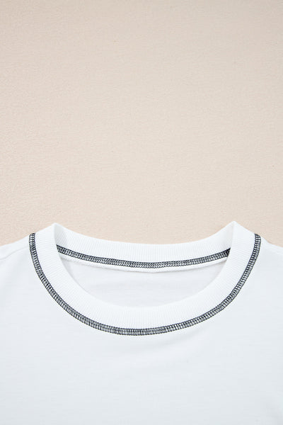 Women's Contrast Stitch Striped Patchwork Sweatshirt