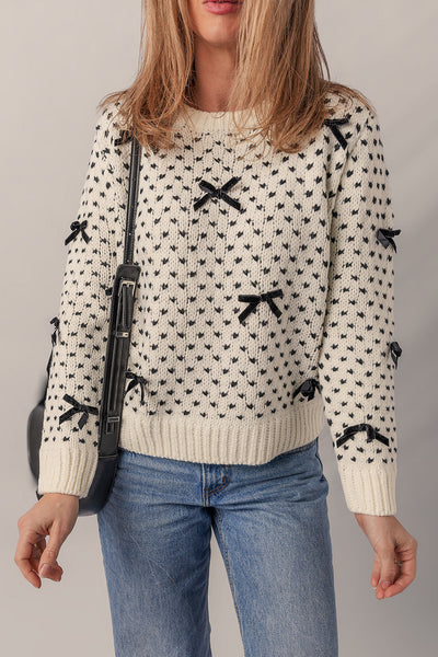 Elegant Women's Soft Knit Bow Sweater - Stylish & Comfortable for Casual or Dressy Outfits, Perfect Year-Round