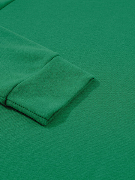 Green Raglan Sleeve Sweatshirt with Round Neck