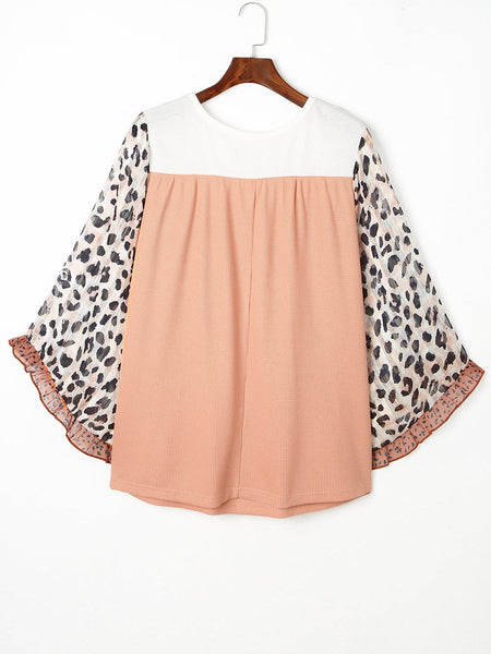 Leopard Print Boho T-shirt for Plus Size Women