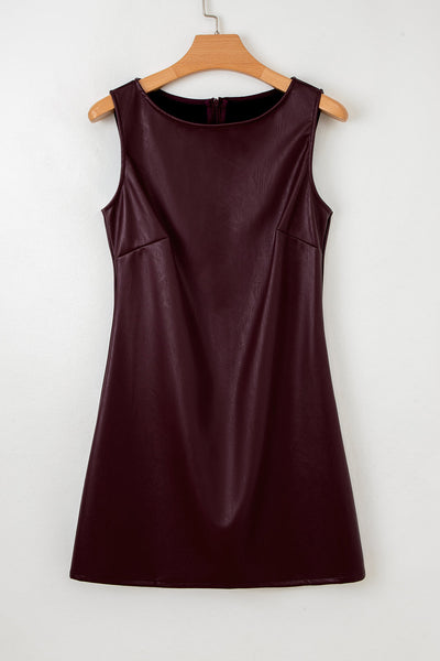 Chic Wild Ginger Vegan Leather Mini Dress for Women - Sleeveless Party Outfit with Flattering Fit and Trendy Style
