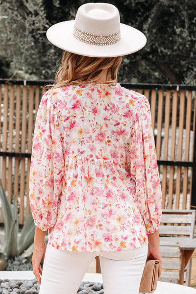 Stylish Women's Pink Floral Blouse - Lightweight Short Sleeve Top for Casual and Dressy Occasions