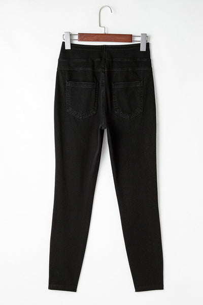 Stylish Women's Black High Waist Slim Fit Jeggings - Comfortable Stretch Fabric for Effortless Casual Looks