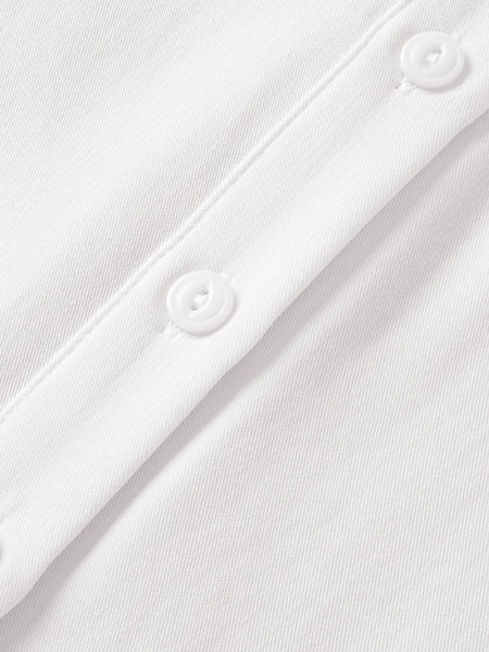 Rolled Sleeve White Shift Shirt with Chest Pocket