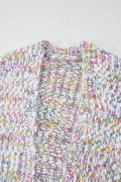 Stylish Women's Multicolor Yellow Confetti Knit Cardigan - Open Front, Perfect Layering Piece for Any Outfit