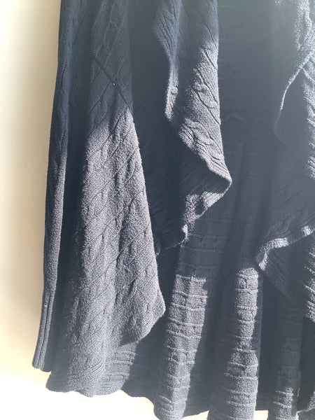 Vintage Black Draped Open-Front Cardigan