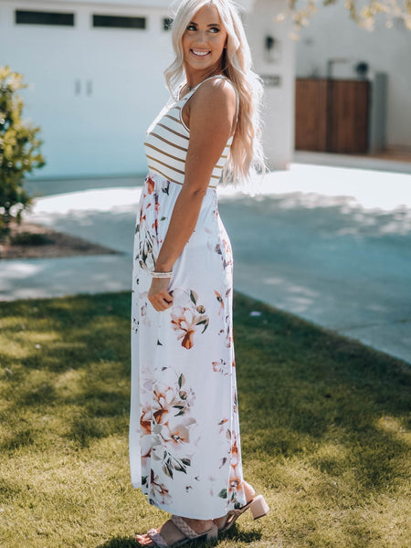 Women's Butterfly Print Chiffon Two-Piece Maxi Set