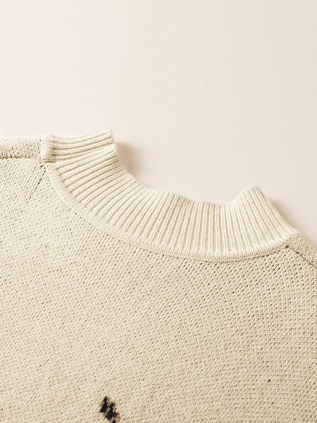 Vibrant Cheetah Print High Neck Split Hem Sweater