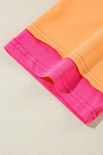 Women's Oversized Colorblock Cotton-Blend Top with Exposed Seams