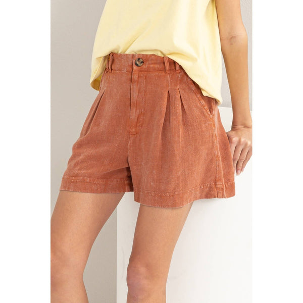 Mineral Washed Linen Shorts