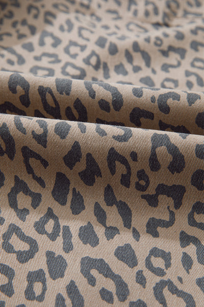 Women's Leopard Print High-Rise Cropped Wide Leg Jeans