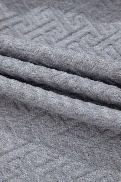 Cozy Women's Gray Textured Half-Zip Sweatshirt with Collared Neckline - Chic Casual Layering Essential for Everyday Wear