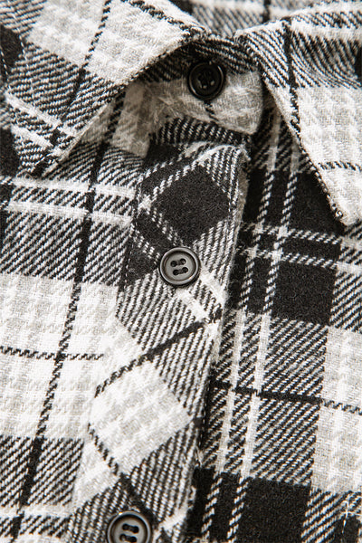 Trendy Women's Long Sleeve Black Plaid Button-Up Shirt - Casual Fit for Effortless Everyday Style