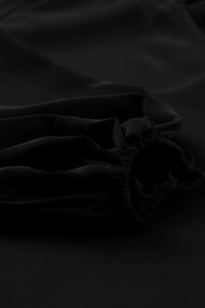 Chic Women's Black V-Neck Puff Sleeve Top Stylish & Comfortable for Effortless Casual Outfits