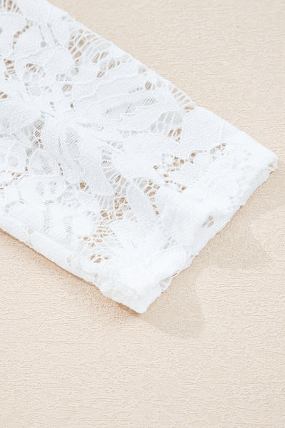 Elegant White Lace Long Sleeve Tee for Women - Chic Layering Top for Stylish Everyday Outfits