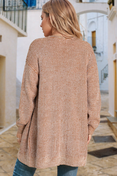 Straw Yellow Marled Open Knit Cardigan with Pockets with practical styling and dependable silhouette control.