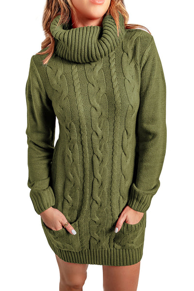 Cozy Women's Cable Knit Sweater Dress in Soft Beige Chic, Comfortable Fit for Fall and Winter Fashion