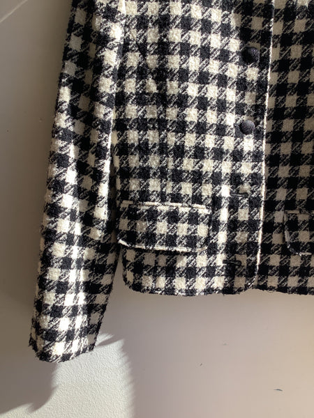 Vintage Bianca Black& White Houndstooth Cropped Blazer
