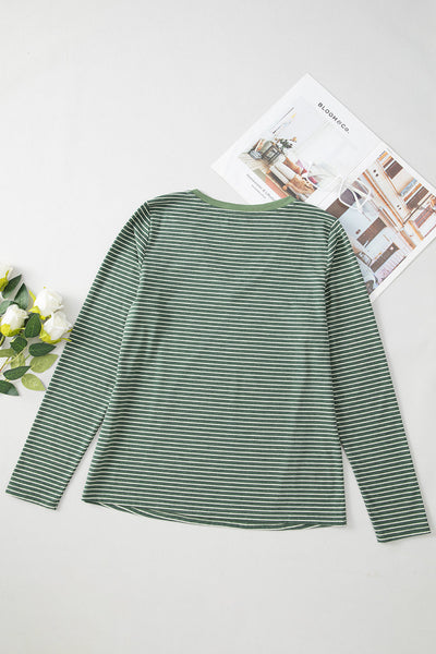 Casual Chic Women's Striped Long Sleeve Top in Lightweight Fabric - Ideal for Everyday Wear and Effortless Layering