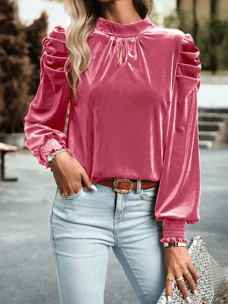 Solid Color Loose V-Neck Half Sleeve T-Shirt