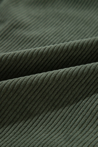 Stylish Women's Jungle Green Oversized Corduroy Hooded Shacket with Contrast Details for Ultimate Comfort