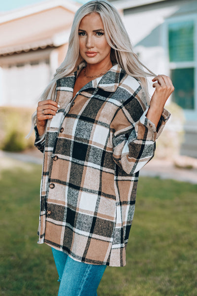 Cozy Fit Women's Plaid Button-Up Shirt Jacket Versatile Layering Essential for All Seasons and Styles