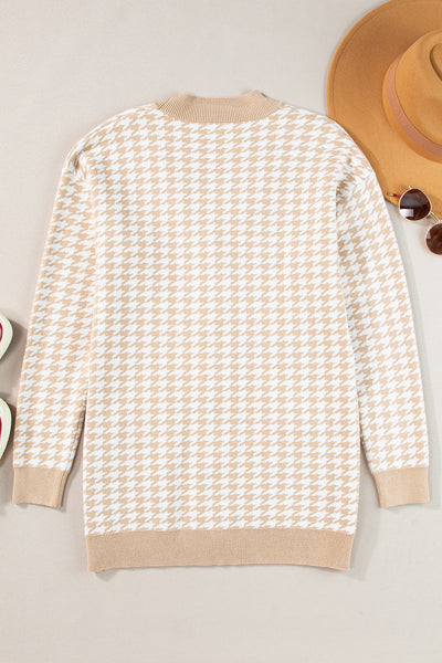 Chic Women's Slim Fit Khaki Cardigan with Contrast Edges, Metal Buttons, and Functional Pockets for Effortless Style