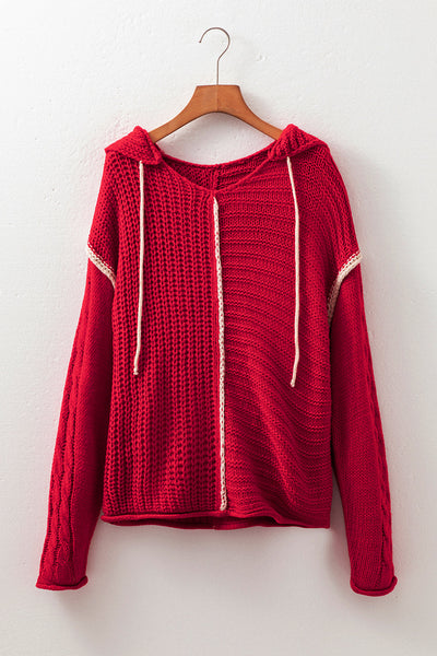 Women's Soft Knit Hooded Sweater - Cozy Casual Fit, Stylish Design for Effortless Fall and Winter Looks