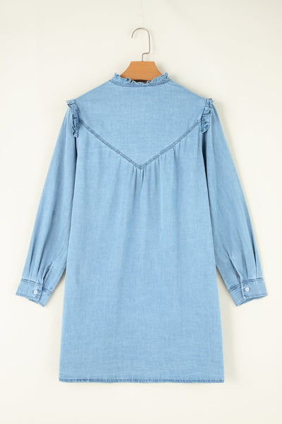 Stylish Women's Classic Fit Denim Button-Up Dress in Blue for Effortless Everyday Chic and Versatile Style