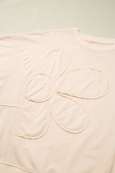 Trendy Floral Embroidered Women's Casual Top - Stylish Patch Design for Spring and Summer Wardrobe Essentials