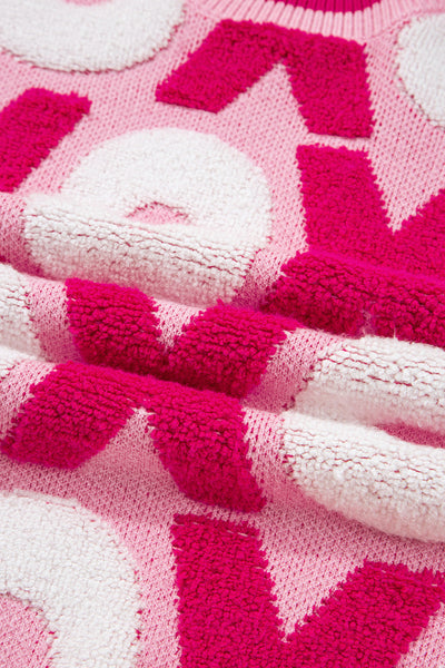 Cozy Women's Pink XOXO Crewneck Sweater - Casual Drop Shoulder Style, Perfect Valentine‚Äôs Day Gift for Her