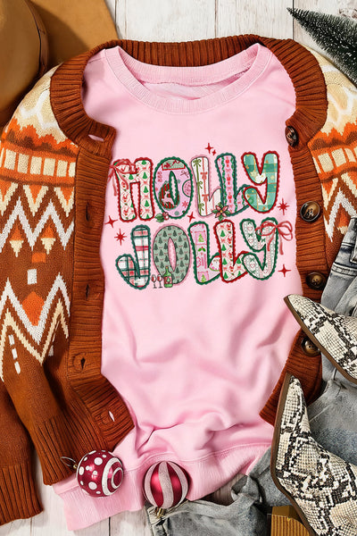 Women's Cozy Pink Holiday Sweatshirt with Cute Graphic Design - Perfect for Festive Celebrations and Winter Comfort