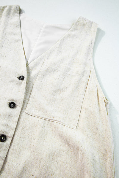 Women's Linen-Blend Button-Front Romper in Jumpsuits & Rompers