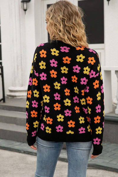 Cozy Women's Lightweight Floral Knit Sweater - Stylish Pullover for Spring & Summer Casual Outfits