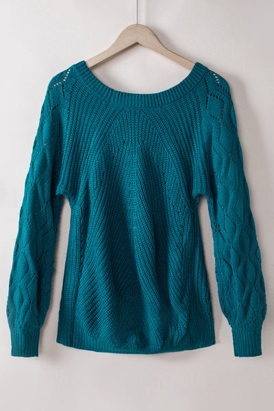 Chic Women's Blue Knit Sweater - Soft, Stylish, Relaxed Fit Perfect for Casual Outings and Everyday Comfort