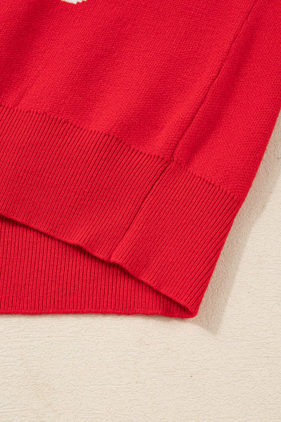 Cozy Red Dahlia Women's Holiday Graphic Sweater - Loose Fit "Let It Snow" Design for Festive Christmas Comfort and Style
