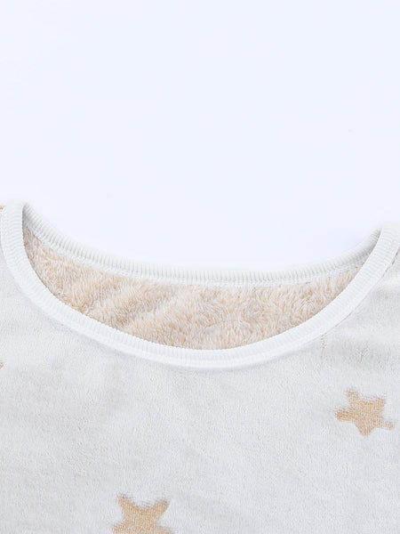 Cozy White Starry Plush Lounge Set for Girls