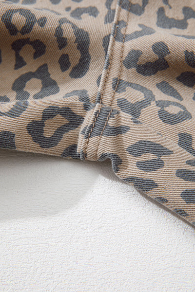Women's Leopard Print High-Rise Cropped Wide Leg Jeans