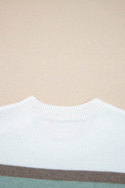 Women's Multi-Color Striped Drop Shoulder Knit Sweater