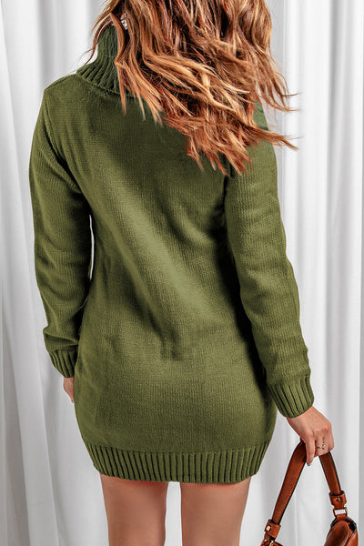 Cozy Women's Cable Knit Sweater Dress in Soft Beige Chic, Comfortable Fit for Fall and Winter Fashion