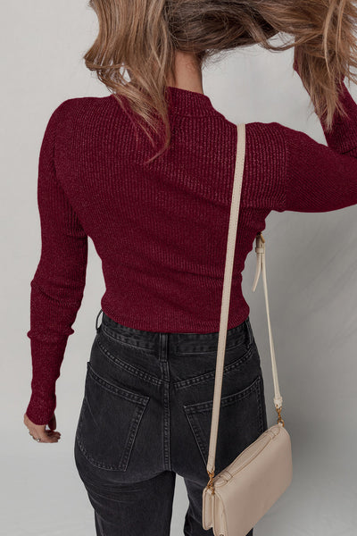 Chic Women's Ribbed Long Sleeve Top in Soft Fabric Perfect for Layering and Everyday Casual Style