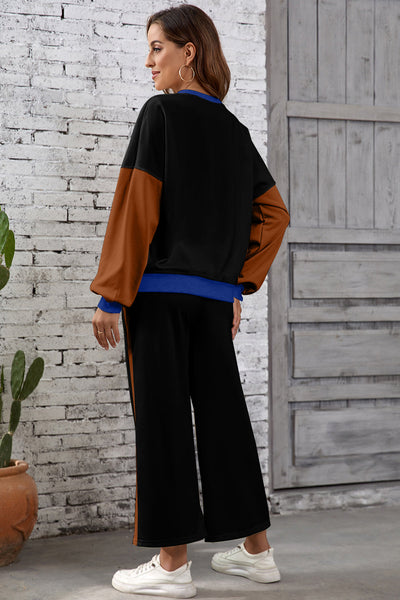 Chic Women's Color Block Sweatpant Set - Cozy Lounge Outfit for Casual Style and Everyday Comfort