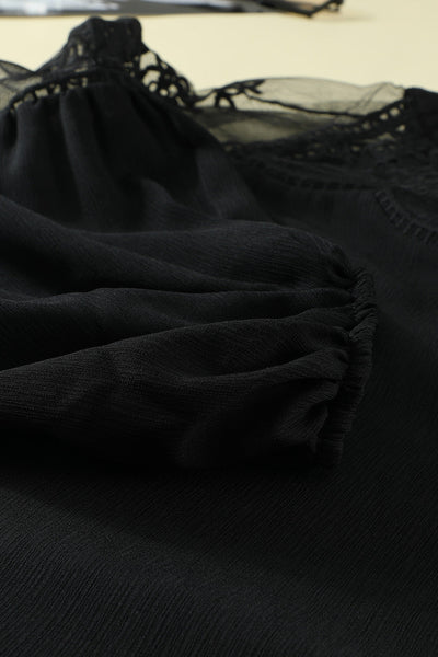 Chic Women's Black Lace Blouse - Elegant Fashion Top for Weddings, Formal Events, and Special Occasions