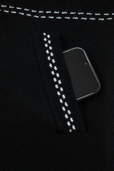 Women's Contrast Trim Knit Cardigan in Midnight Black