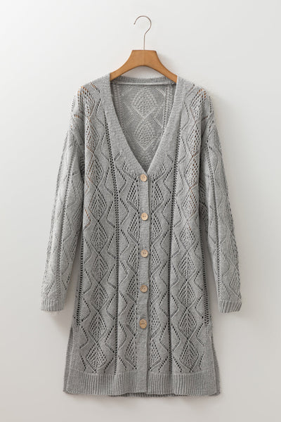 Chic Openwork Cardigan for Women - Lightweight Knit, Elegant Design, Perfect for Layering in Summer and Spring