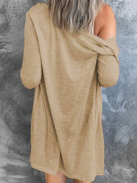 Versatile Solid Long Sleeve Women's Blouse with Button Front